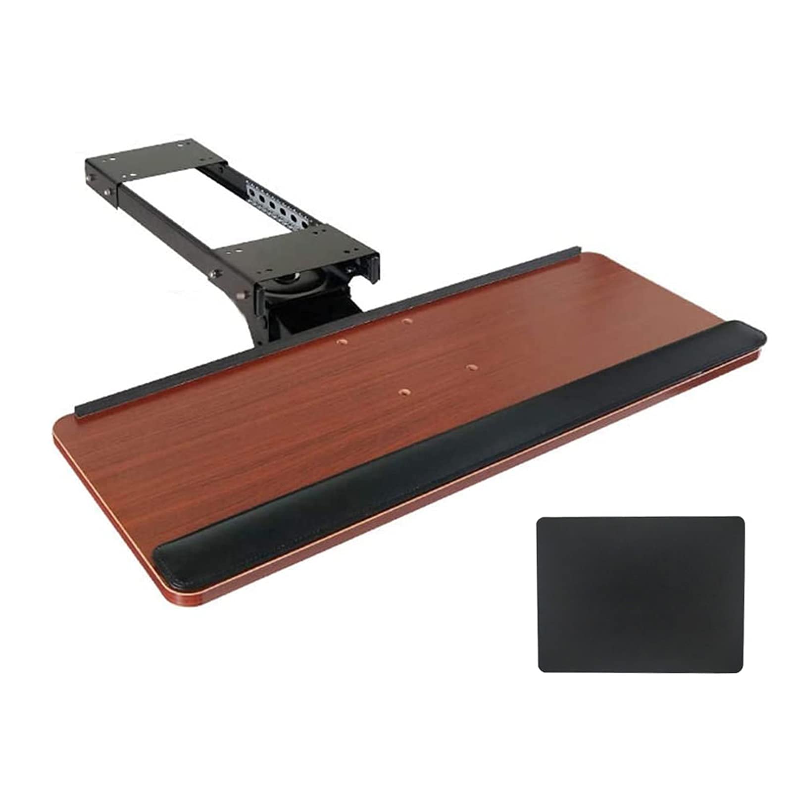 Ergonomic Adjustable Under Desk Keyboard Tray with Wrist Rest - 360° Rotation, Height & Slide-Out Adjustment (75×25cm, Teak) - Perfect for Home Office, Gaming & Workspace Setup