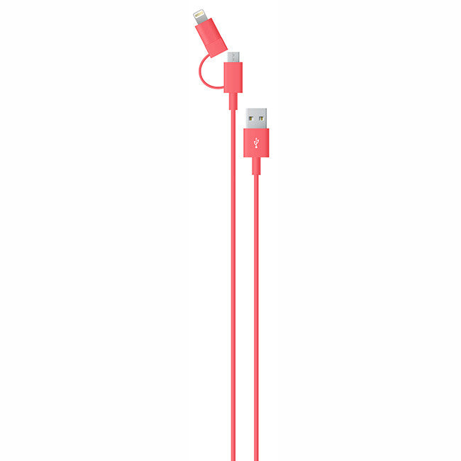 2 in 1 Lightning & Micro USB Charging Cable for iPhone 5/5s/5c/6/6 Plus & Android Phones - Fast Charging Cord for Home, Office, Car & Travel