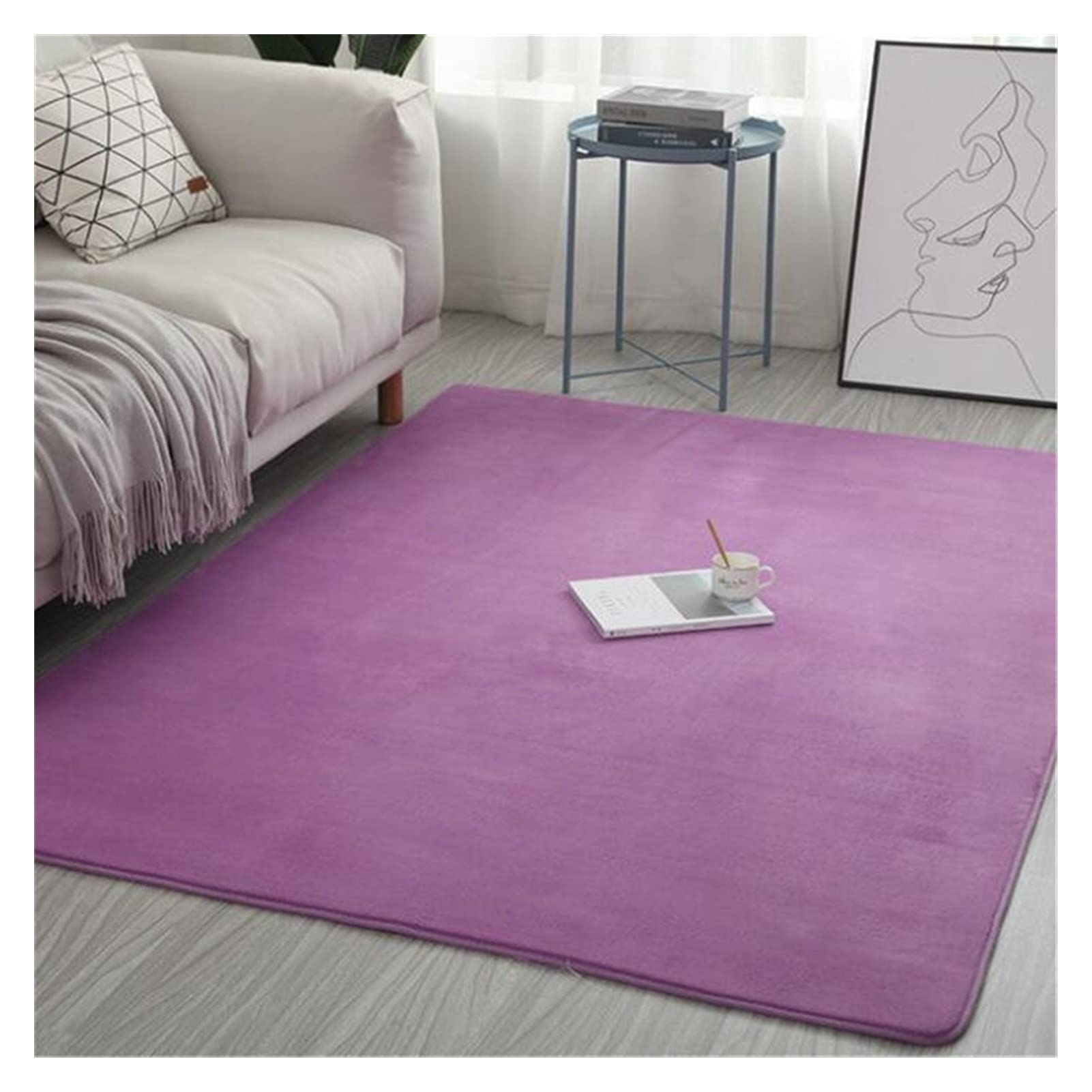 Modern Coral Velvet Carpet for Living Room & Bedroom - Soft Solid Color Home Decor Rug - 50x80 cm Purple Balcony Mat - Perfect for Cozy Spaces, Dorm Decor, and Pet-Friendly Areas