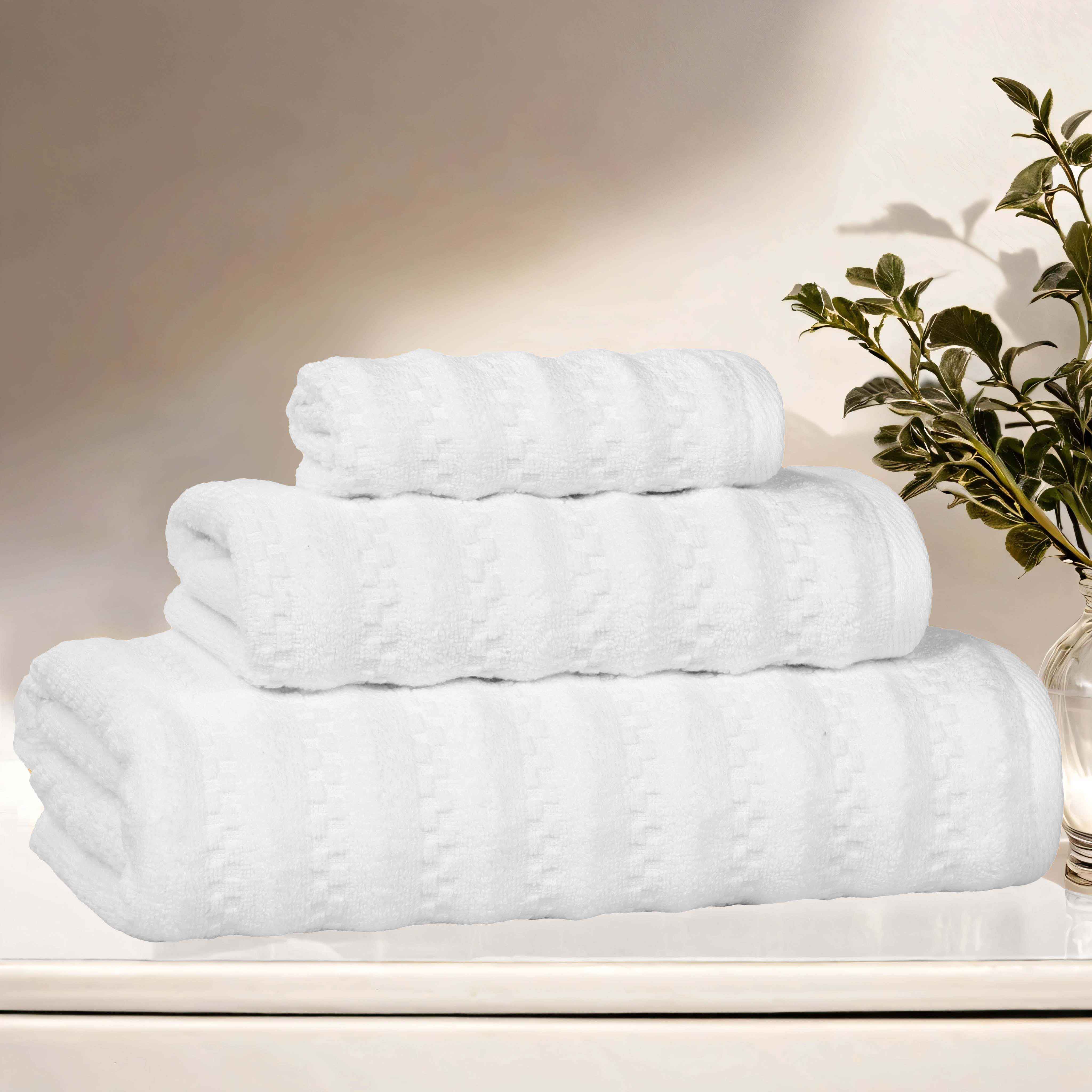Zuma Zero Twist Cotton Medium Weight Soft Absorbent 3-Piece Bath Towel Set - Perfect for Spa, Bathroom & Guest Use