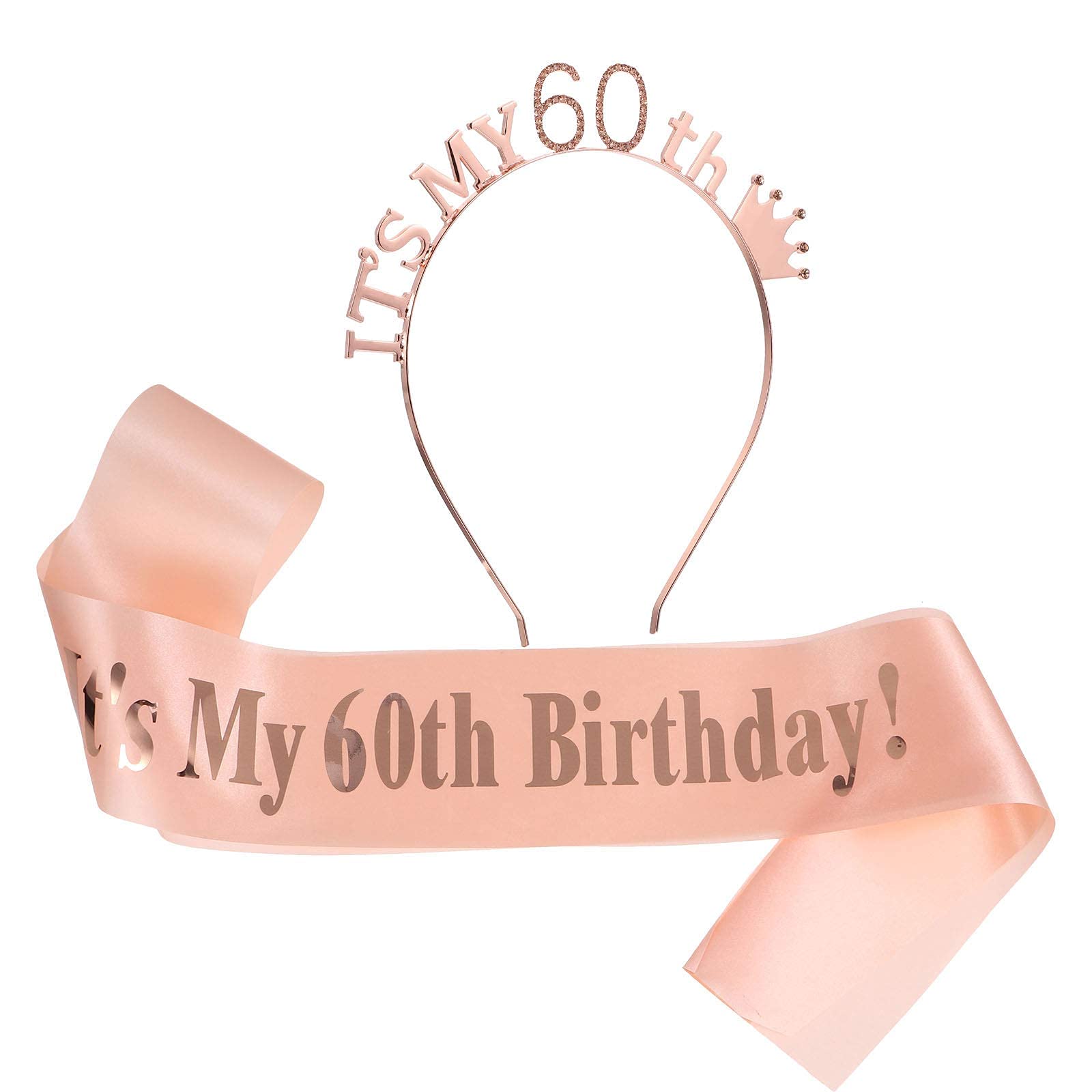 **ABOOFAN 2-Piece Birthday Shoulder Sash & Tiara Set - Happy 30th & 60th Birthday Rhinestone Headband, Princess Bride Cake Satin Headdress - Perfect for Birthday Parties, Bridal Showers & Special Celebrations**