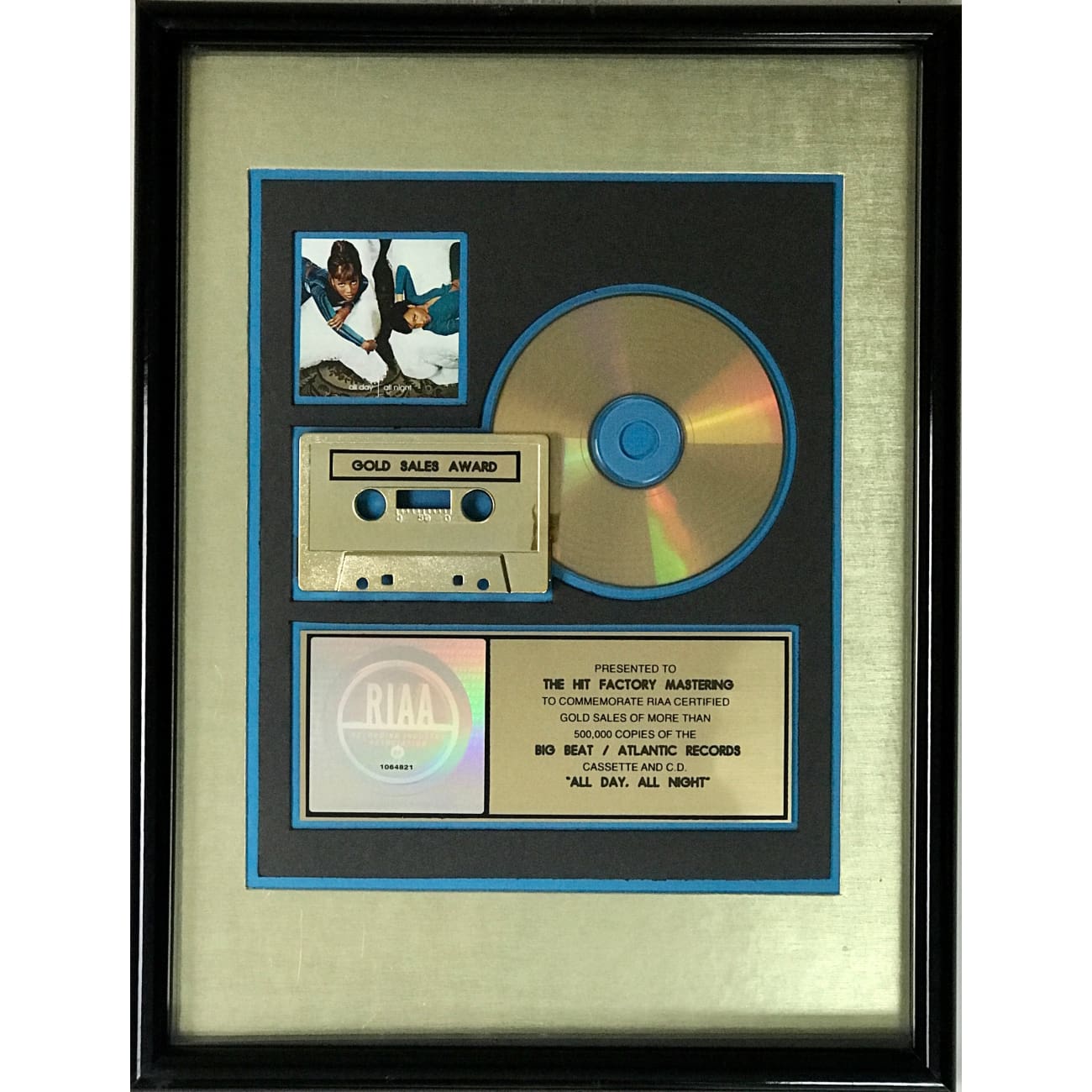 RIAA Gold Album Award Plaque - Certified Music Recognition for Artists & Bands | Perfect for Studio Displays, Office Decor & Music Awards Ceremonies
