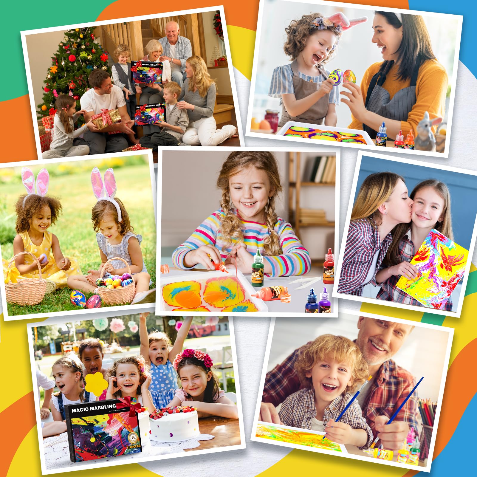 Water Marbling Paint Kit for Kids - Creative Craft Set for Girls & Boys Ages 5-12 (10 Colors) | DIY Art Projects, Birthday Gifts & Sensory Play Activities