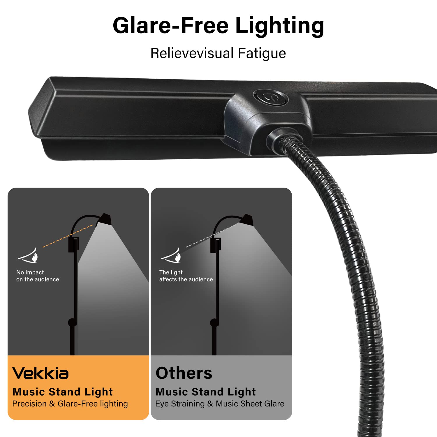 Vekkia 19 LED Music Stand Light with Adjustable Brightness - Portable Sheet Music Stand with Carrying Bag for Musicians, Pianists, Violinists - Perfect for Practice, Performances & Nighttime Reading