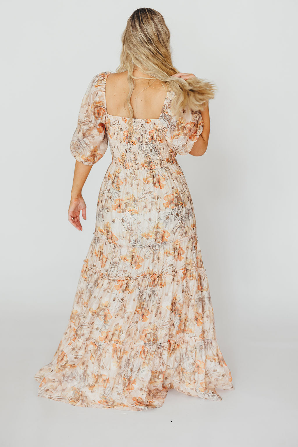 Bump Friendly Daphne Maxi Dress in Beige Multi - Inclusive Sizing S to 3XL for Maternity, Plus Size & Casual Wear