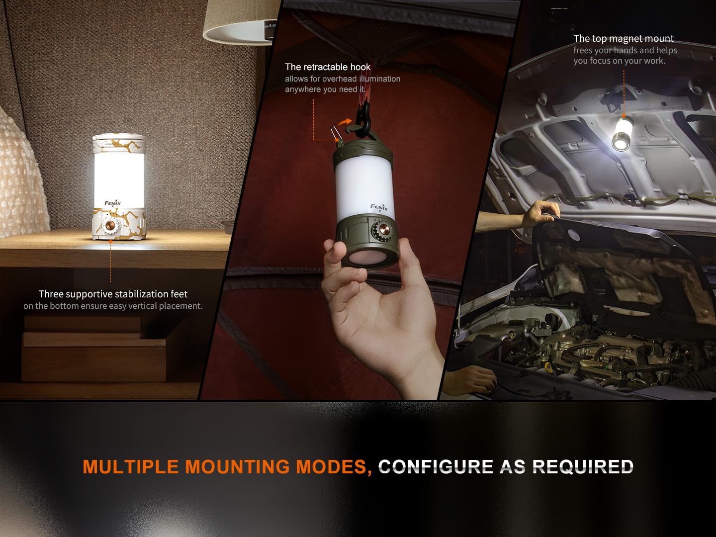Fenix CL26R Pro Multifunctional USB-C Rechargeable Camping Lantern - Canadian Edition (Grey Camo) - Perfect for Outdoor Adventures, Hiking, Emergency Lighting & Power Outages