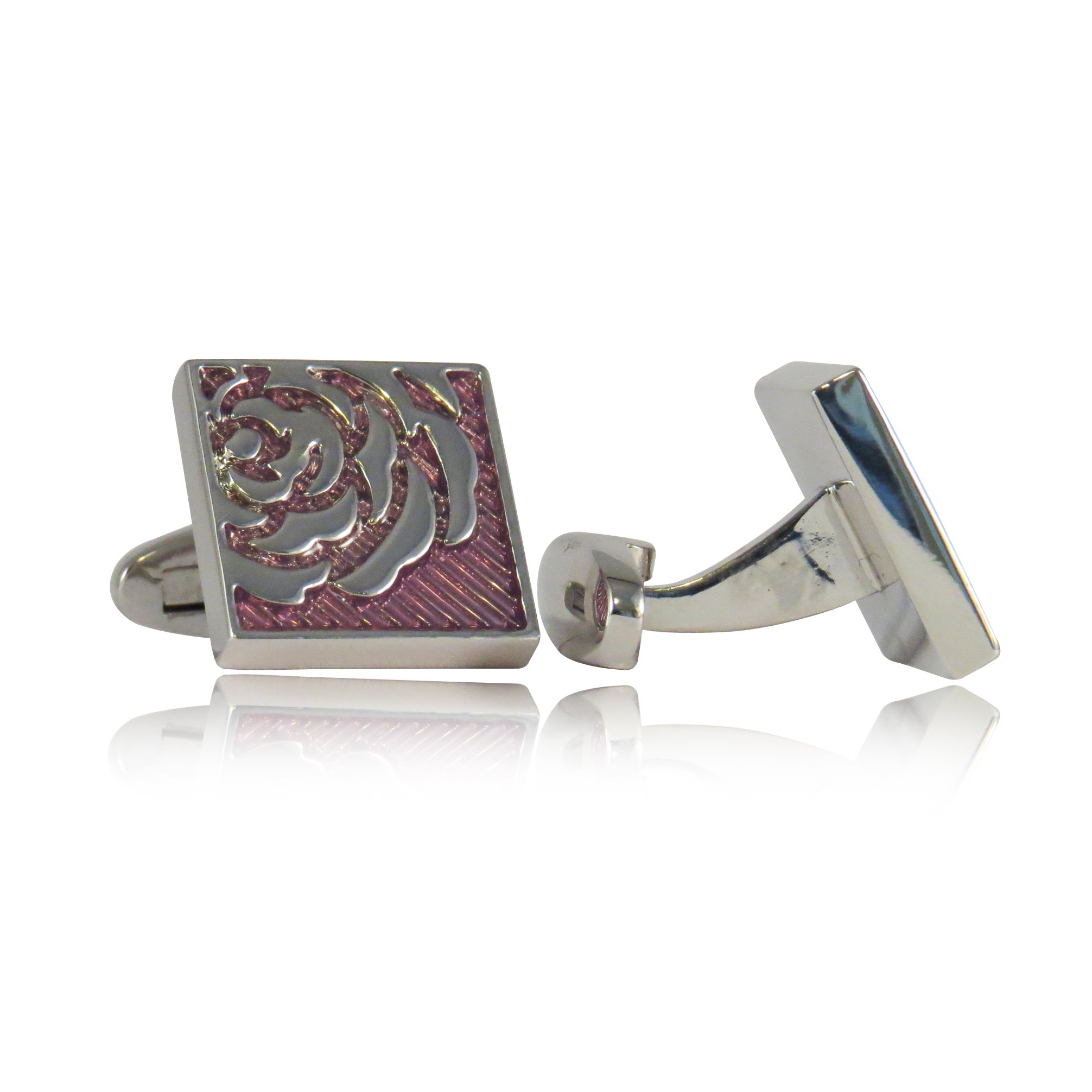 Lavender Rose Cufflinks for Men - Elegant Floral Cuff Links with Gift Box - Perfect for Weddings, Prom, Formal Events & Business Attire