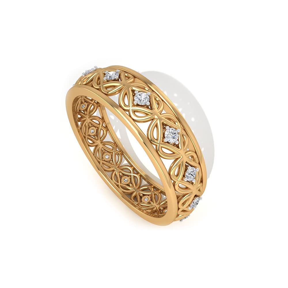April Birthstone Diamond Eternity Band Ring for Women - 14K Solid Gold Vintage Wedding Band with 1/4 Carat Natural Round Diamonds (HI-SI Quality) - Perfect for Anniversary Gifts, Bridal Jewelry & Special Occasions