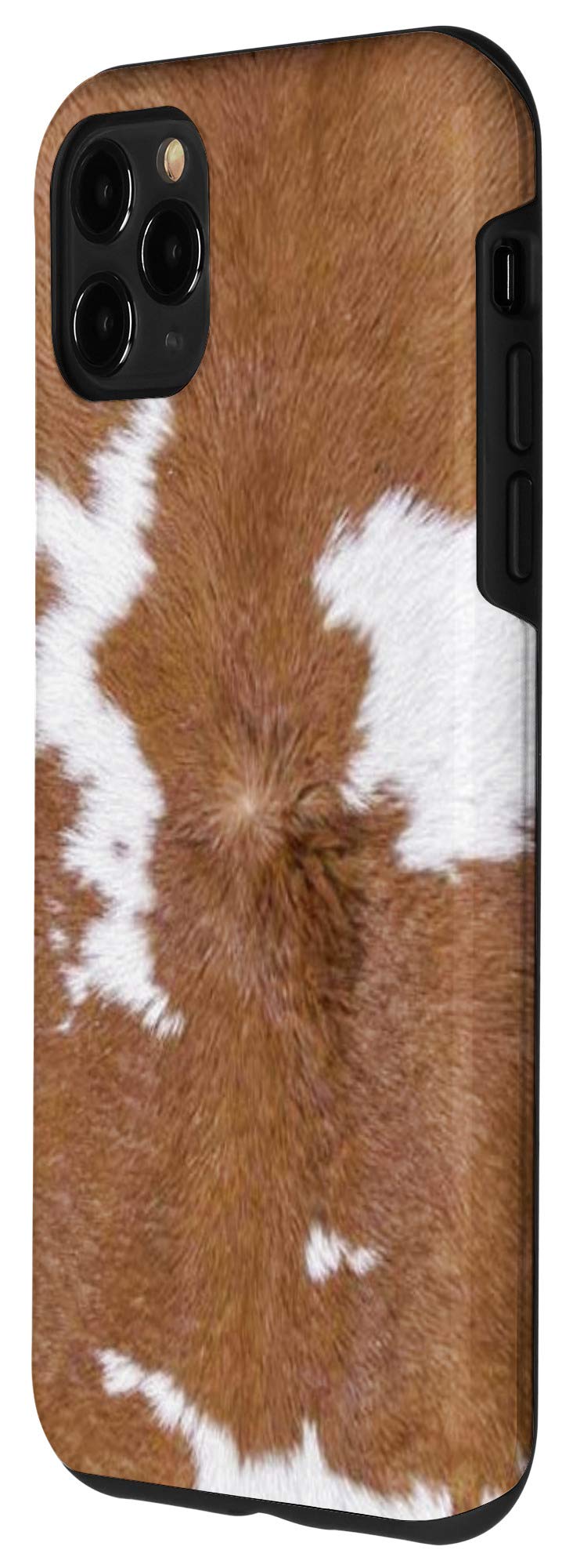 iPhone 11 Pro Max Leather Case - Premium Western Light Brown & White Cowhide Print | Slim Protective Cover for Everyday Use, Travel & Work