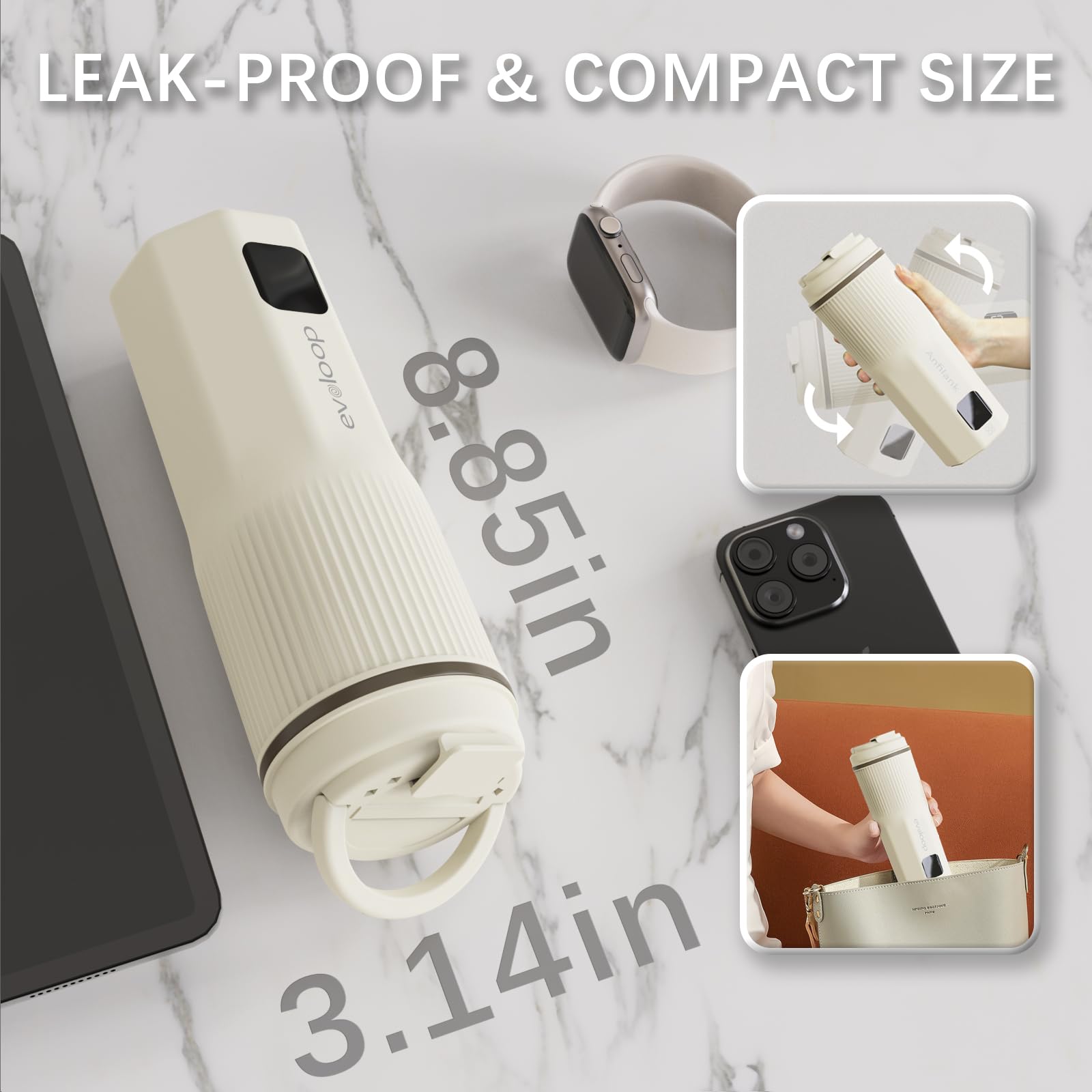 8-in-1 Automatic Nut Milk Maker & Electric Travel Kettle (100-240V) - Perfect for Vegan Milk, Coffee & Tea On-the-Go, Home & Office Use