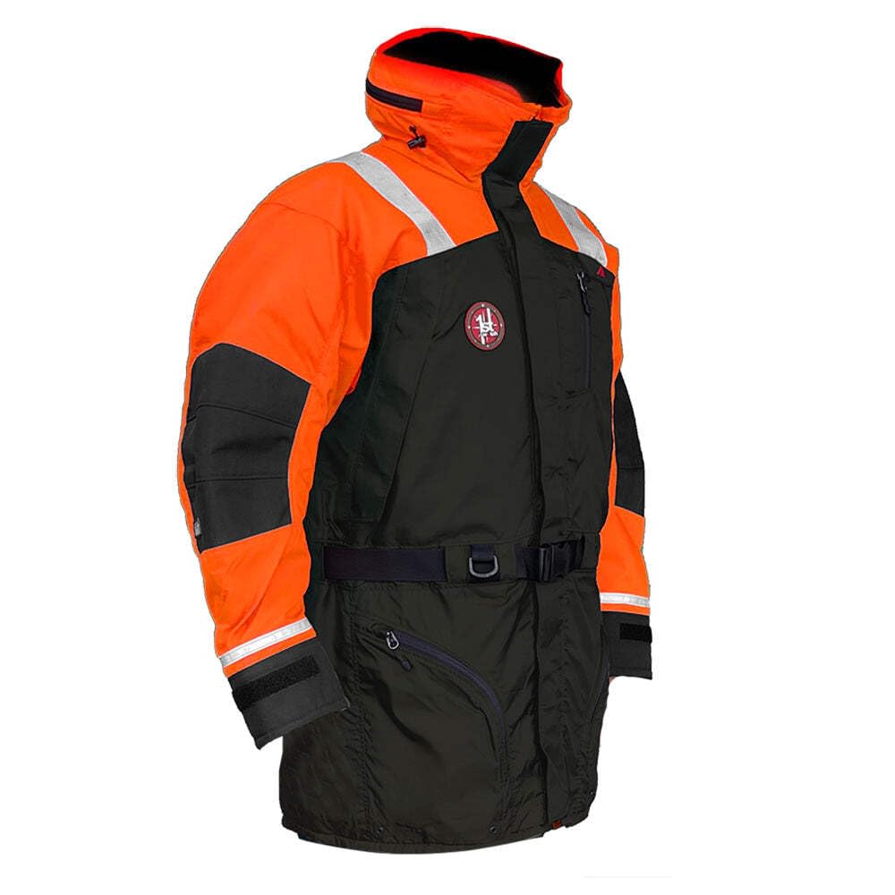 First Watch AC-1100 Flotation Coat - Hi-Vis Orange/Black - XL | Waterproof Safety Jacket for Boating, Fishing & Outdoor Work | US Seller Fast Shipping