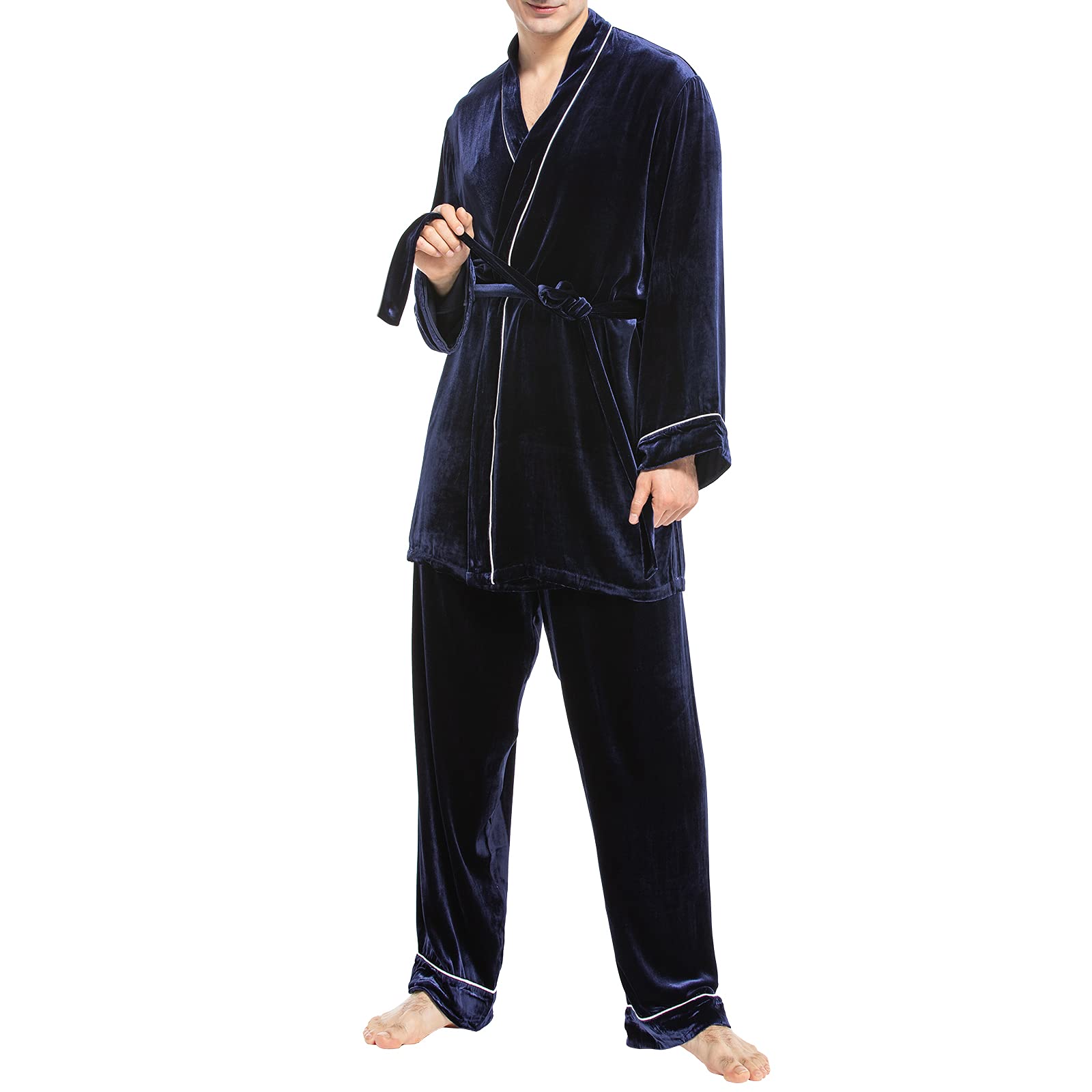 Luxury Men's Silk Velvet Pajamas Set - Soft Winter Sleepwear for Cold Weather - Cozy Loungewear for Relaxing at Home & Holiday Gifts