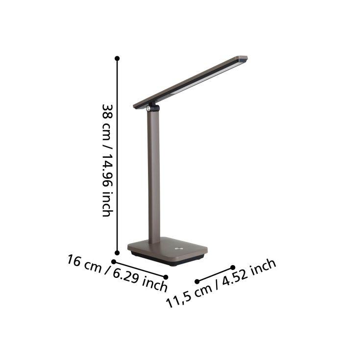 Eglo Iniesta LED Touch Desk Lamp - Adjustable Brightness, Brown Finish - Perfect for Home Office, Study, and Reading