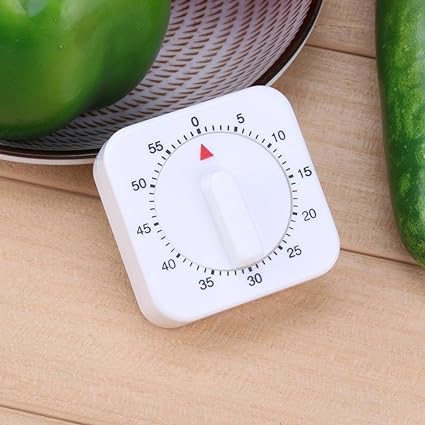 JUSTAKEIT 60-Minute Mechanical Kitchen Timer - Loud Alarm, Manual Countdown Clock for Baking, Cooking & Study - Perfect for Home, Office & Classroom Use