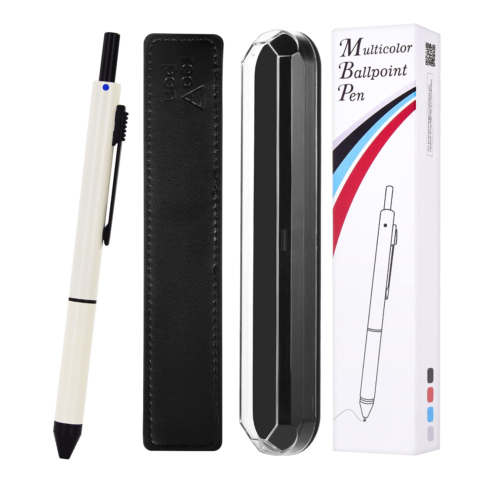 Custom 4-in-1 Ballpoint Pen with Stylus - Personalized Multicolor Gift for Office & School (White)