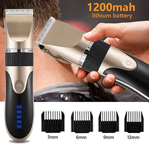 Professional Hair Clippers for Men - Rechargeable Barber Beard Trimmer with Ceramic Blades, Low Noise Hair Cutting Machine for Adults & Kids (Gray) - Perfect for Home Haircuts, Salon Styling & DIY Grooming