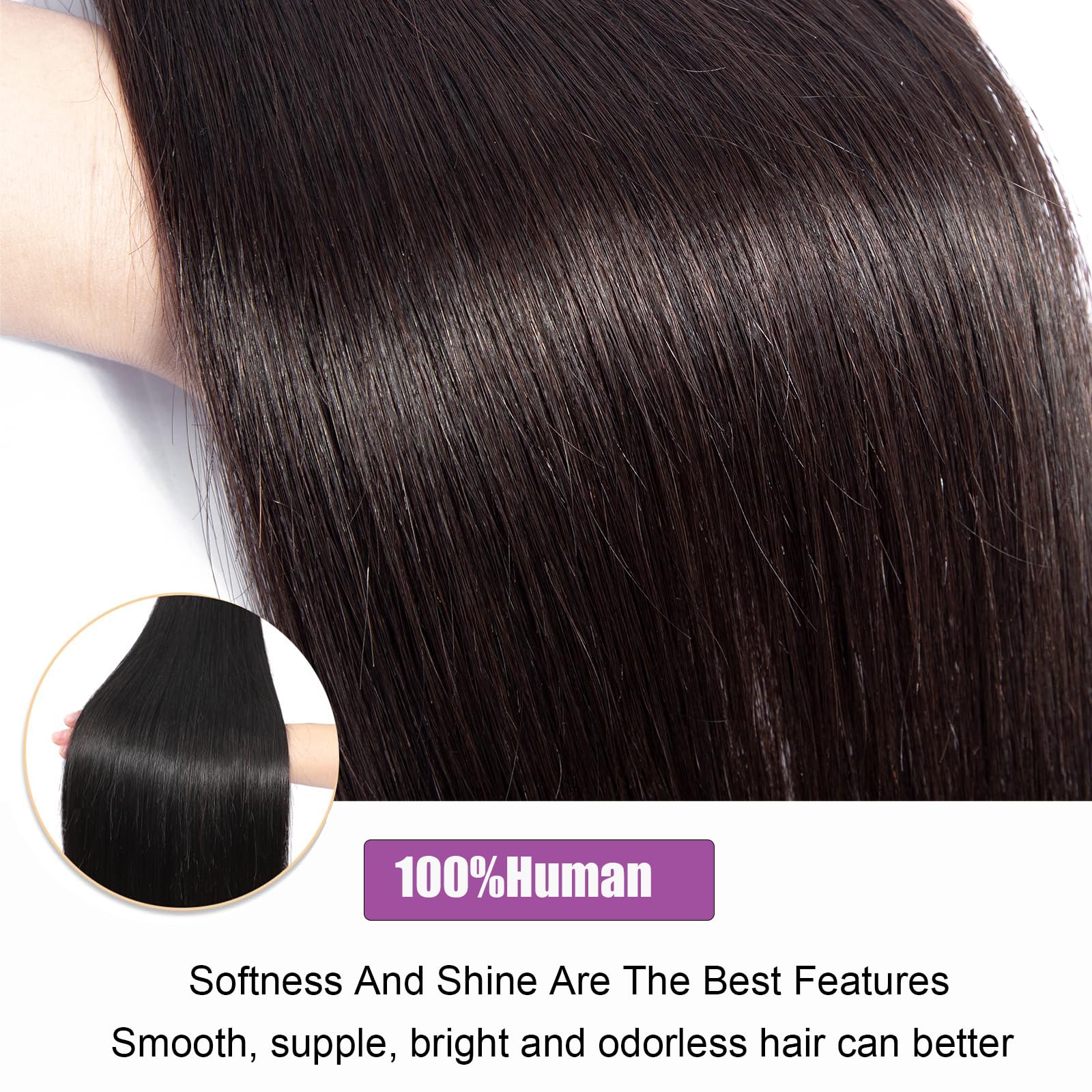 12A Brazilian Straight Human Hair Bundles 28 30 32 Inch - 100% Unprocessed Virgin Hair Weave - 3 Bundles Natural Black Color for Sew-in, Clip-in Extensions & Styling