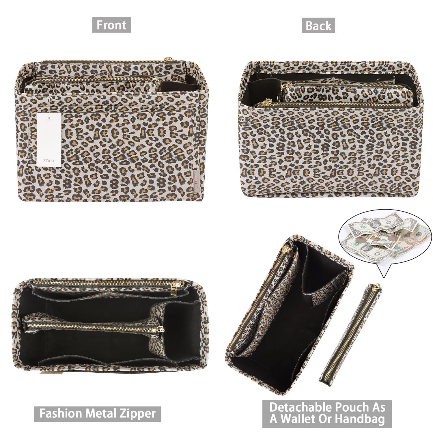 ZTUJO Felt Purse Organizer Insert for Louis Vuitton Speedy, Neverfull, Graceful & Tote Bags - Handbag Shaper & Storage Solution for Travel, Work & Daily Use