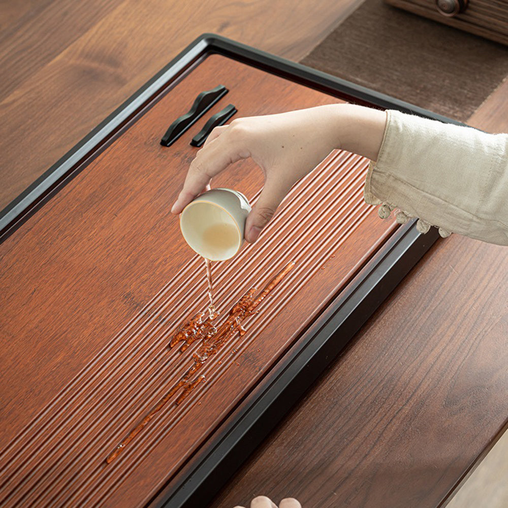 Premium Heavy Bamboo Tea Tray - Handcrafted Chinese Gongfu Tea Ceremony Set - Perfect for Tea Brewing, Zen Meditation & Home Decor