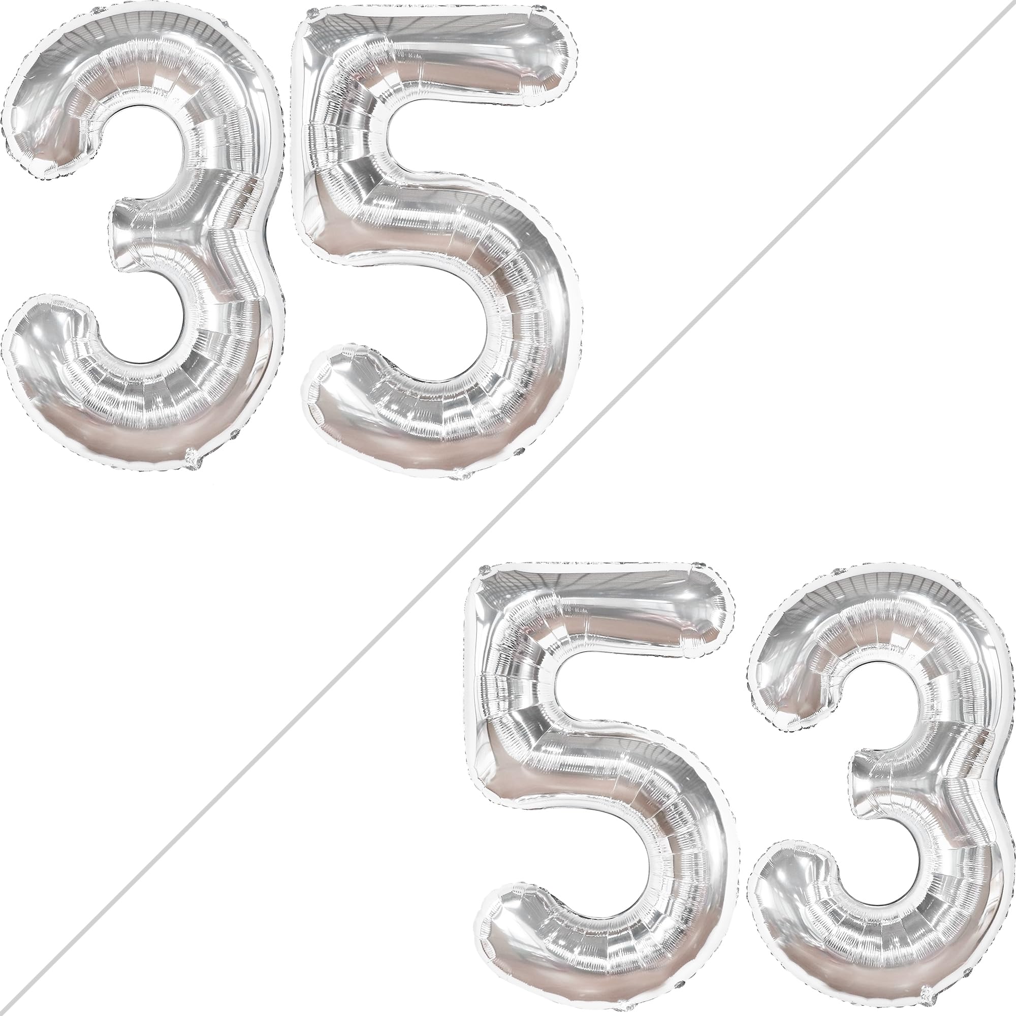 KatchOn 35 Inch Silver Foil Balloon Numbers - 40 Inch Large 35th Birthday Decorations for Women & Men | 35 Balloons for Birthday Party, Anniversary, Graduation | Perfect for Indoor & Outdoor Celebrations