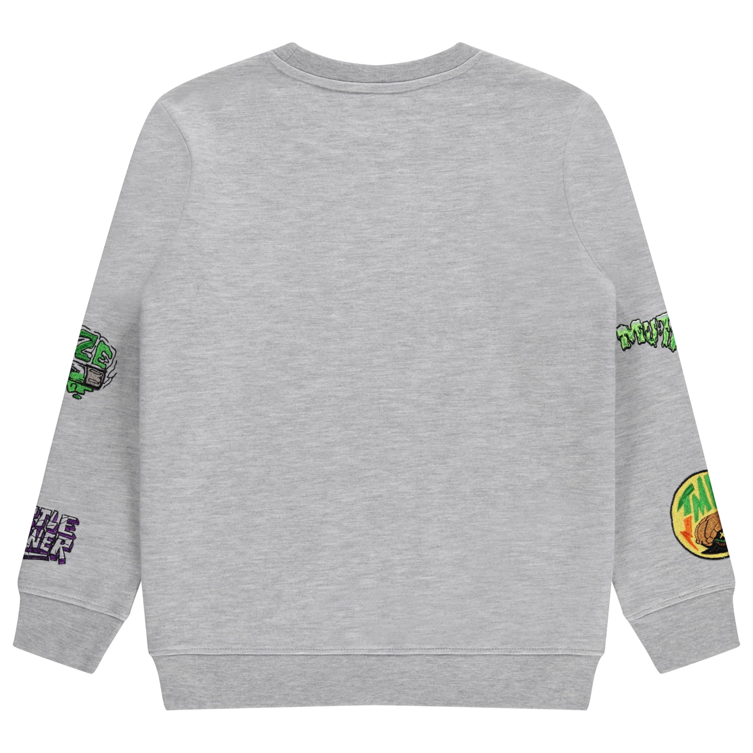 Boys' Ninja Turtles Crewneck Sweatshirt with Embroidered Leonardo, Raphael, Donatello & Michelangelo Sleeve Patches | TMNT Themed Pullover for Kids | Perfect for School, Playdates & Comic Con Events