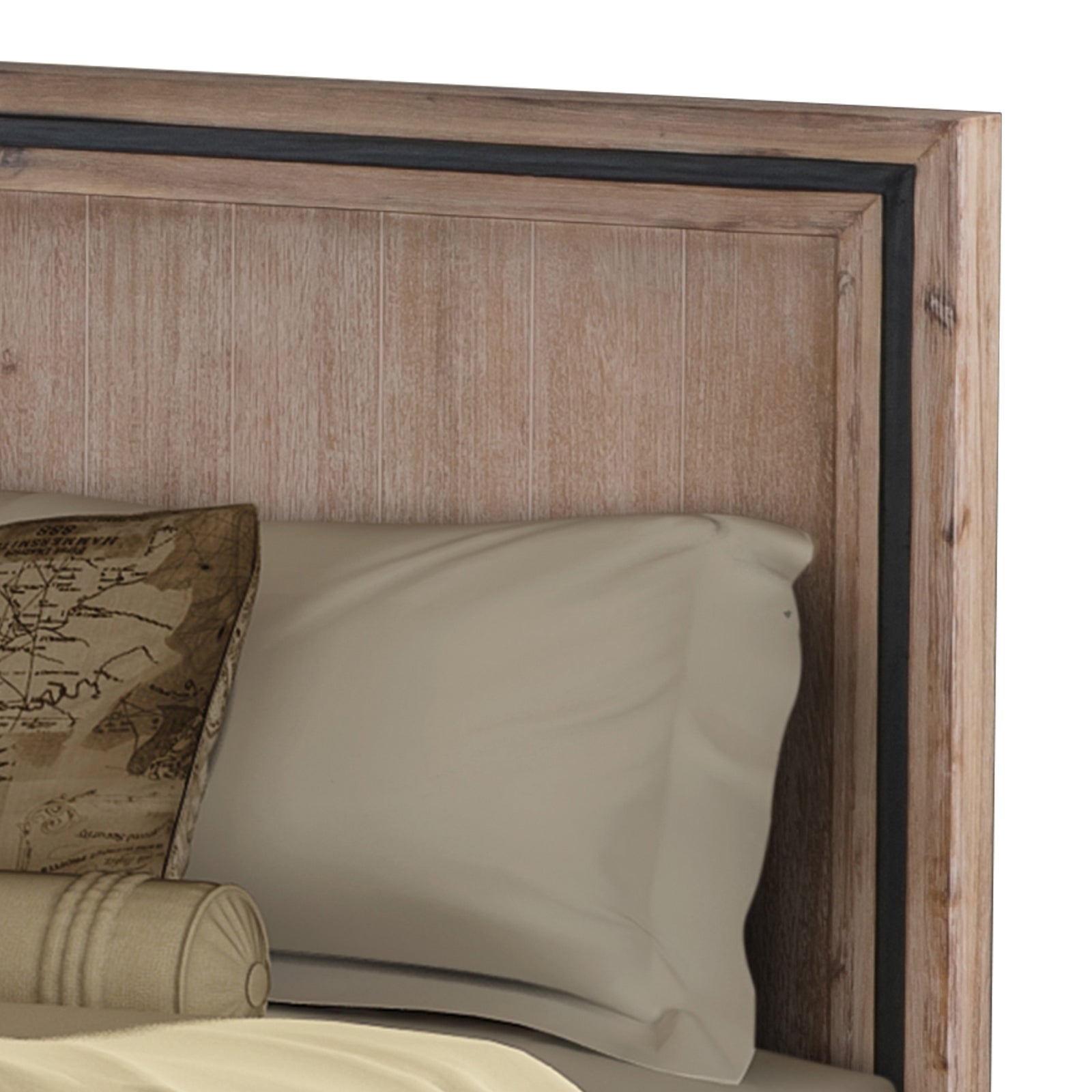 Luxury King Size Bed Frame - Solid Acacia Wood Construction with Oak & Brushed Silver Finish | Coastal & Modern Bedroom Decor for Master Suite