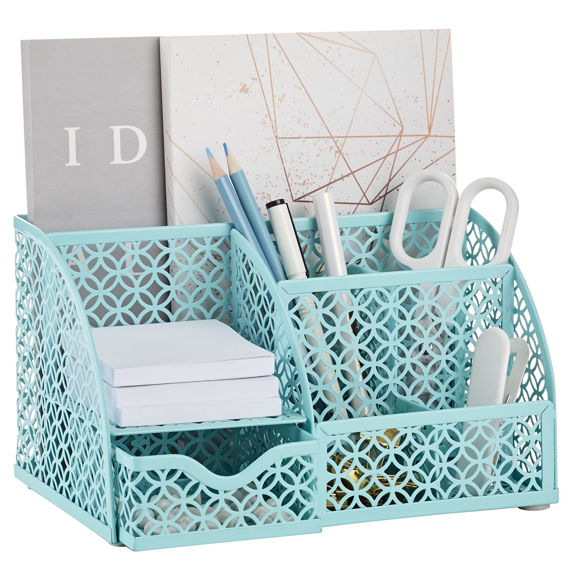 Anova Mesh Desk Organizer with 7 Compartments & Drawer - Office Storage for Pens, Candy & Supplies