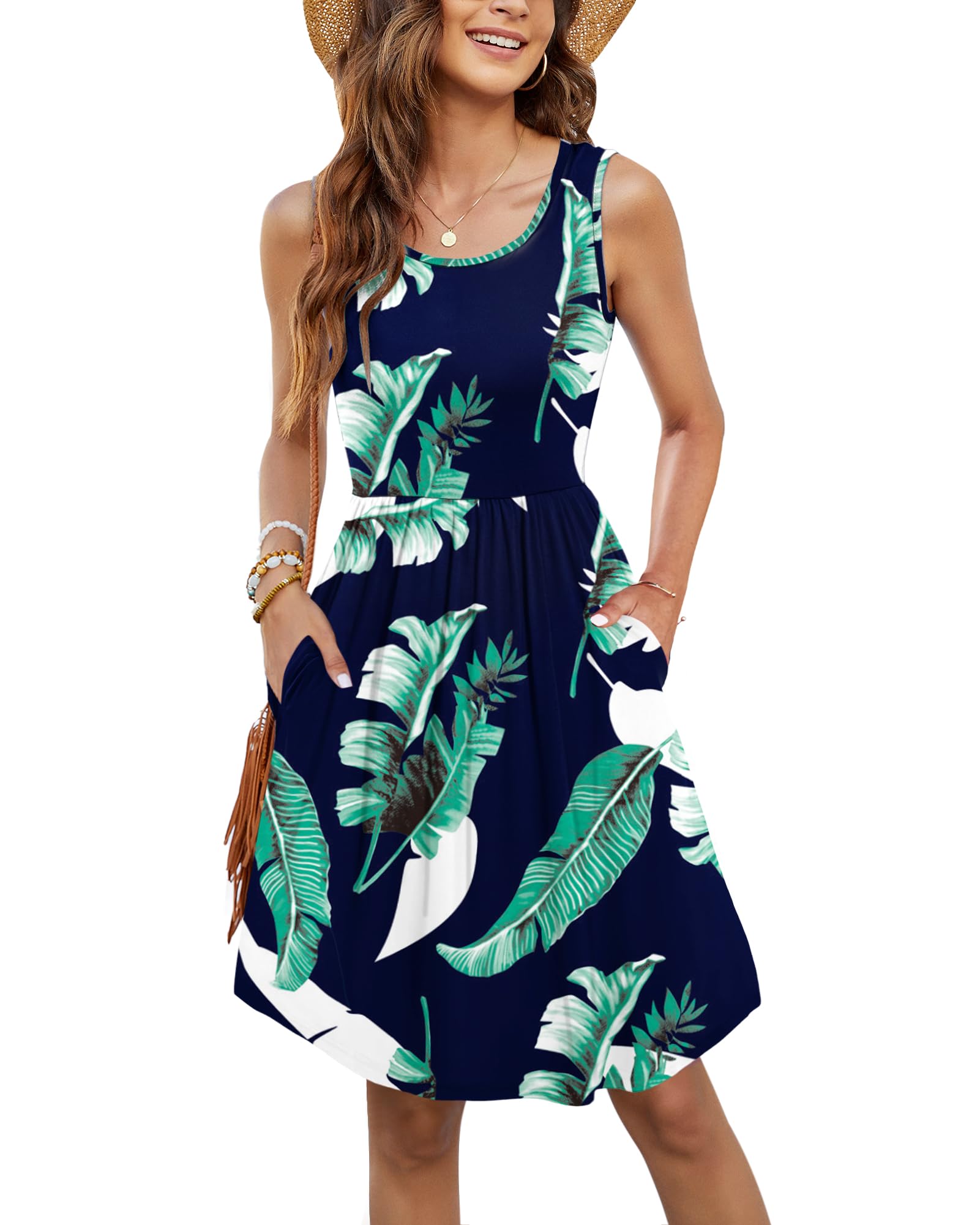 MOLERANI Women's Sleeveless Casual Loose Plain Short Dress with Pockets - Perfect for Summer Outings, Beach Wear, and Daily Comfort