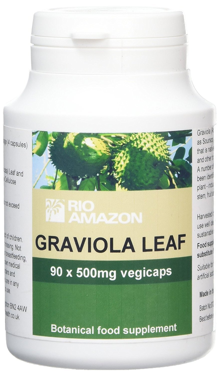 Organic Graviola Leaf Powder 500mg - 90 Vegan Capsules for Immune Support & Antioxidant Benefits - Natural Supplement for Wellness & Detox