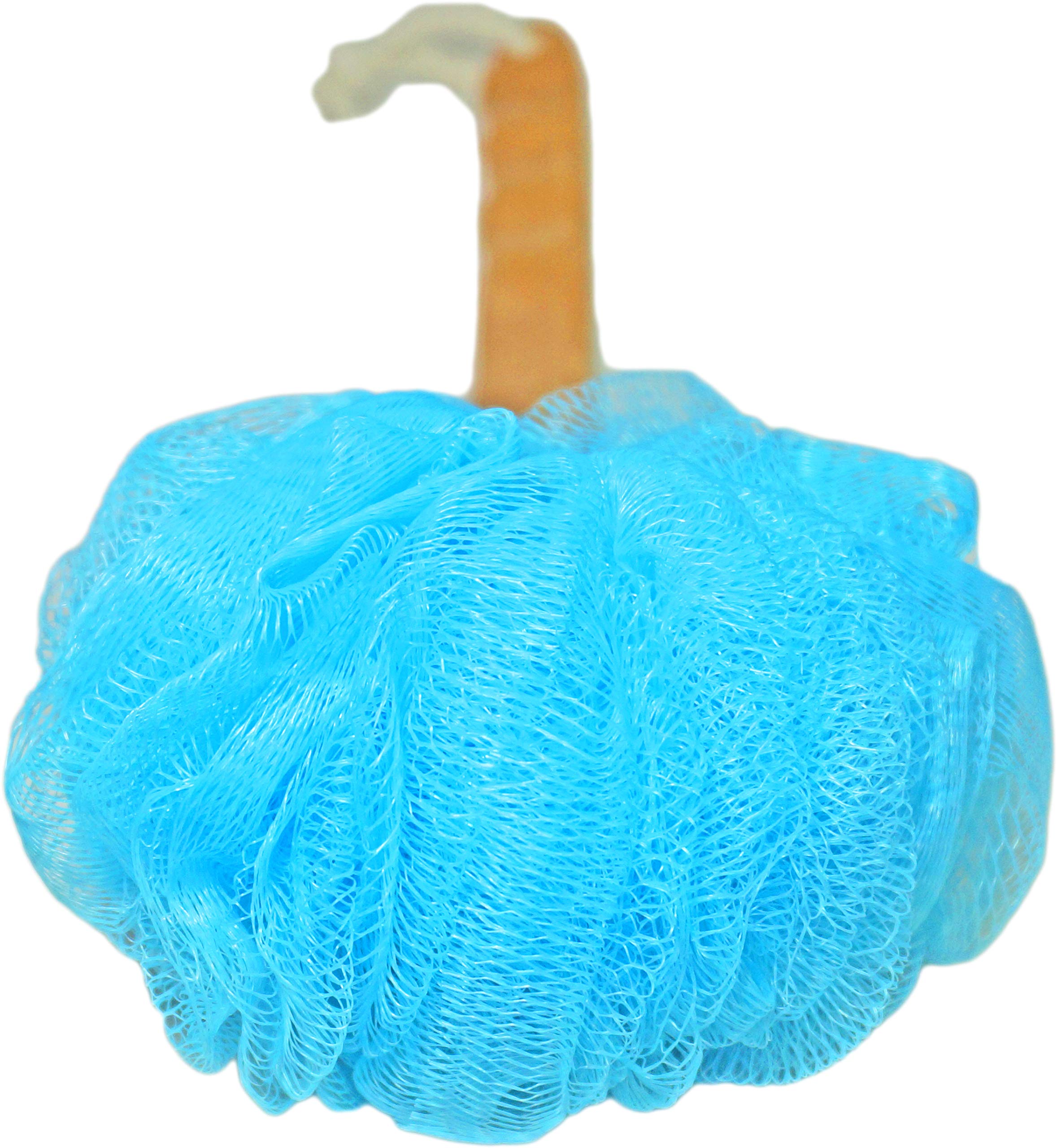Exfoliating Loofah Bath Brush with Long Wooden Handle - Shower & Back Scrubber for Men & Women - Body Wash & Lotion Applicator (2-Pack, Blue & Red) - Perfect for Deep Cleansing & Skin Exfoliation in Bath or Shower