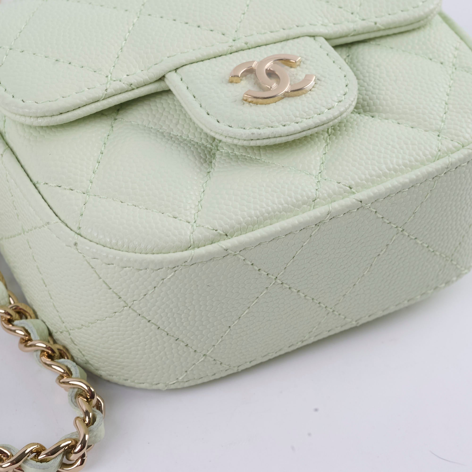 Chanel Caviar Mini Clutch With Chain Mint Green - Luxury Designer Crossbody Bag for Women | Perfect for Evening Parties, Date Nights & Special Occasions