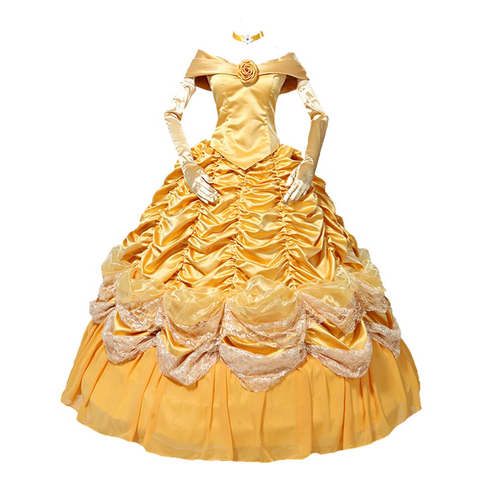 Belle Yellow Ball Gown Princess Dress for Women - Elegant Adult Halloween Costume & Cosplay Party Dress for Disney Themed Events, Prom, and Special Occasions