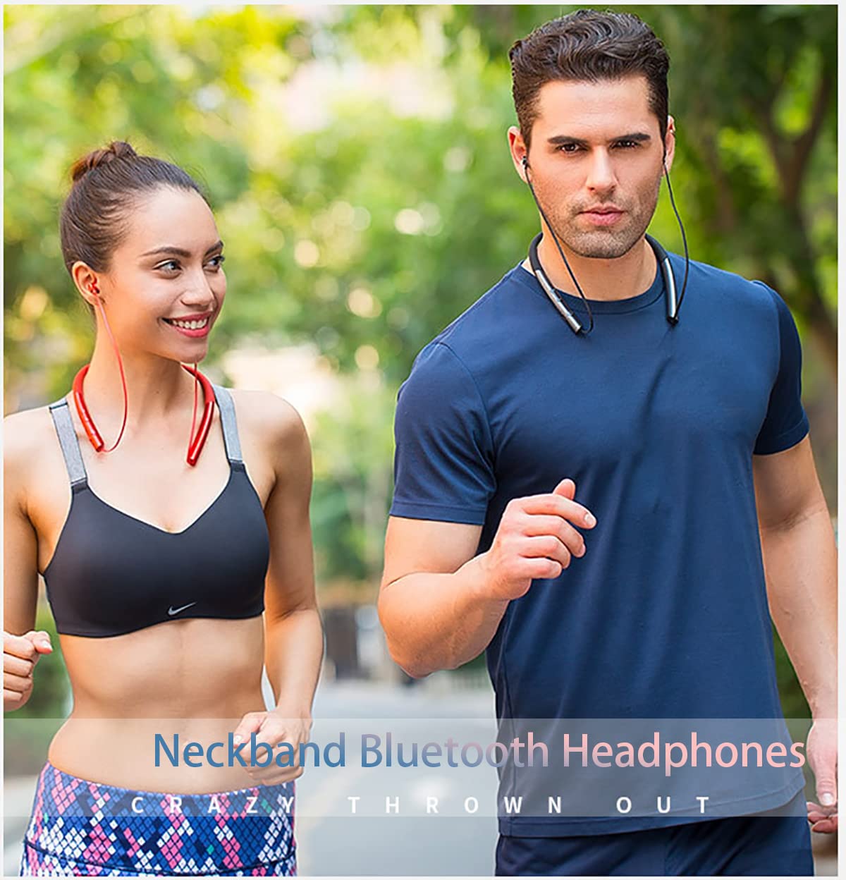 IKXO Neckband Bluetooth Headphones with Noise Cancelling & Built-in Mic - Wireless Earbuds for Running, Driving, Working - Long Battery Life Sports Headset for Active Lifestyle & Commuting