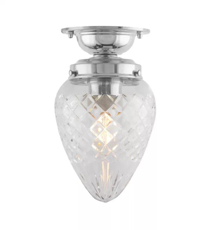 Lundkvist 80 Nickel-Plated Bathroom Ceiling Light with Clear Drops - Perfect for Modern Bathrooms, Powder Rooms & Spa-Like Retreats
