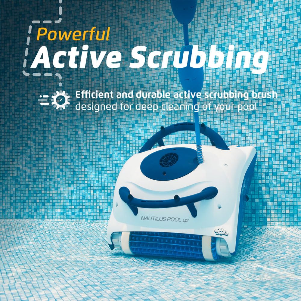 Dolphin Nautilus Pool Cleaner 2025 Model - Automatic Robotic Vacuum for Above & In-Ground Pools up to 26ft, Wall & Floor Scrubber Brush - Perfect for Backyard, Residential & Vacation Home Pools