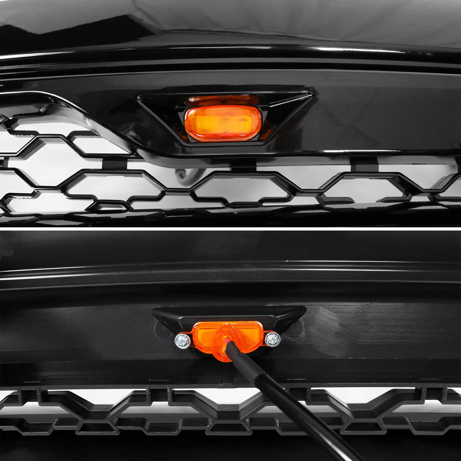 IKON MOTORSPORTS Gloss Black Mesh Grille for 2009-2012 Ram 1500 - Upper Front Bumper Hood Grill Shell with LED Signal Lights | Perfect for Off-Roading & Truck Customization