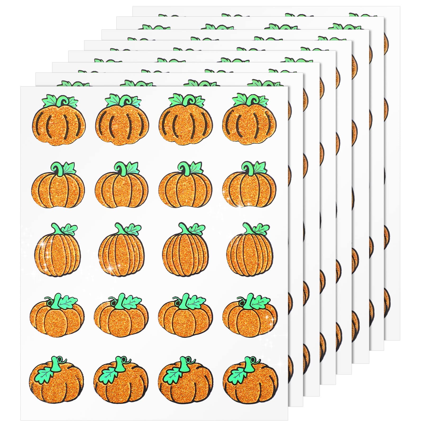 400 Pcs Glitter Pumpkin Stickers - Fall Thanksgiving Autumn Decals for Scrapbooking, Kids Room Decor, Bulletin Board, DIY Crafts | Perfect for Halloween Party, Classroom Decorations, Seasonal Home Decor