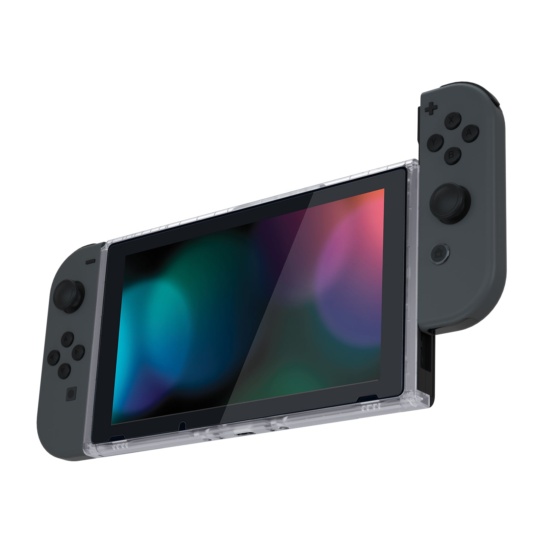 eXtremeRate Clear DIY Replacement Housing Shell & Faceplate Front Frame for Nintendo Switch Console with Volume & Power Buttons - Perfect for Customization & Repair (Console Not Included) - VEP314