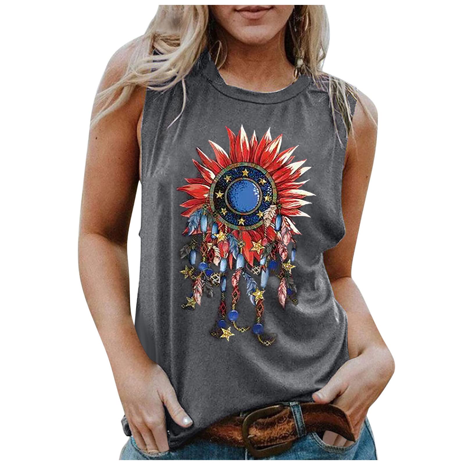 Women's Graphic Print Tank Tops - Funny Summer Beach T-Shirts for Adult Girls | Casual Wear, Vacation Outfits & Lounge Shirts