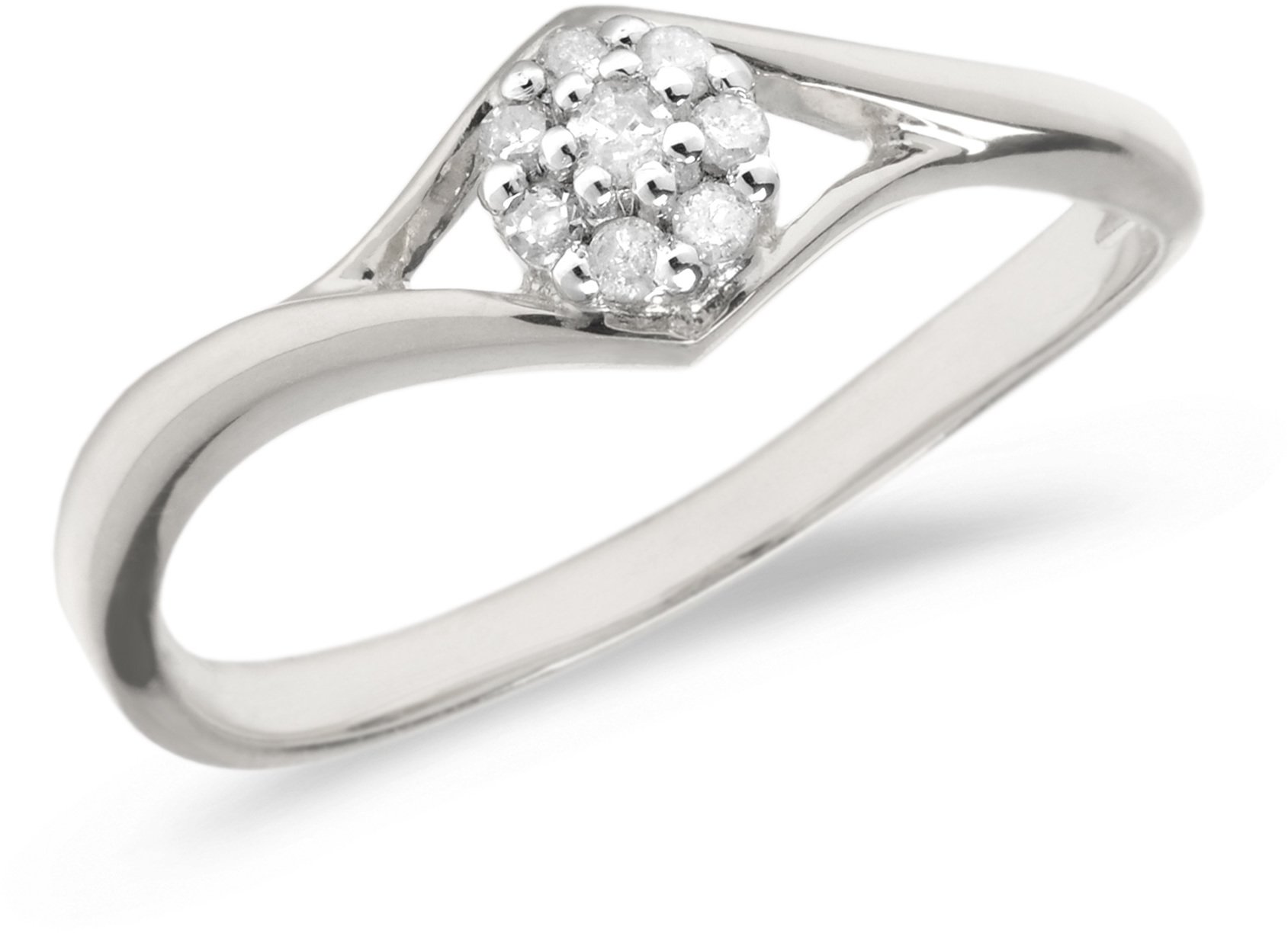 10K White Gold Diamond Cluster Ring for Women - Elegant Wedding, Engagement & Anniversary Jewelry Gift