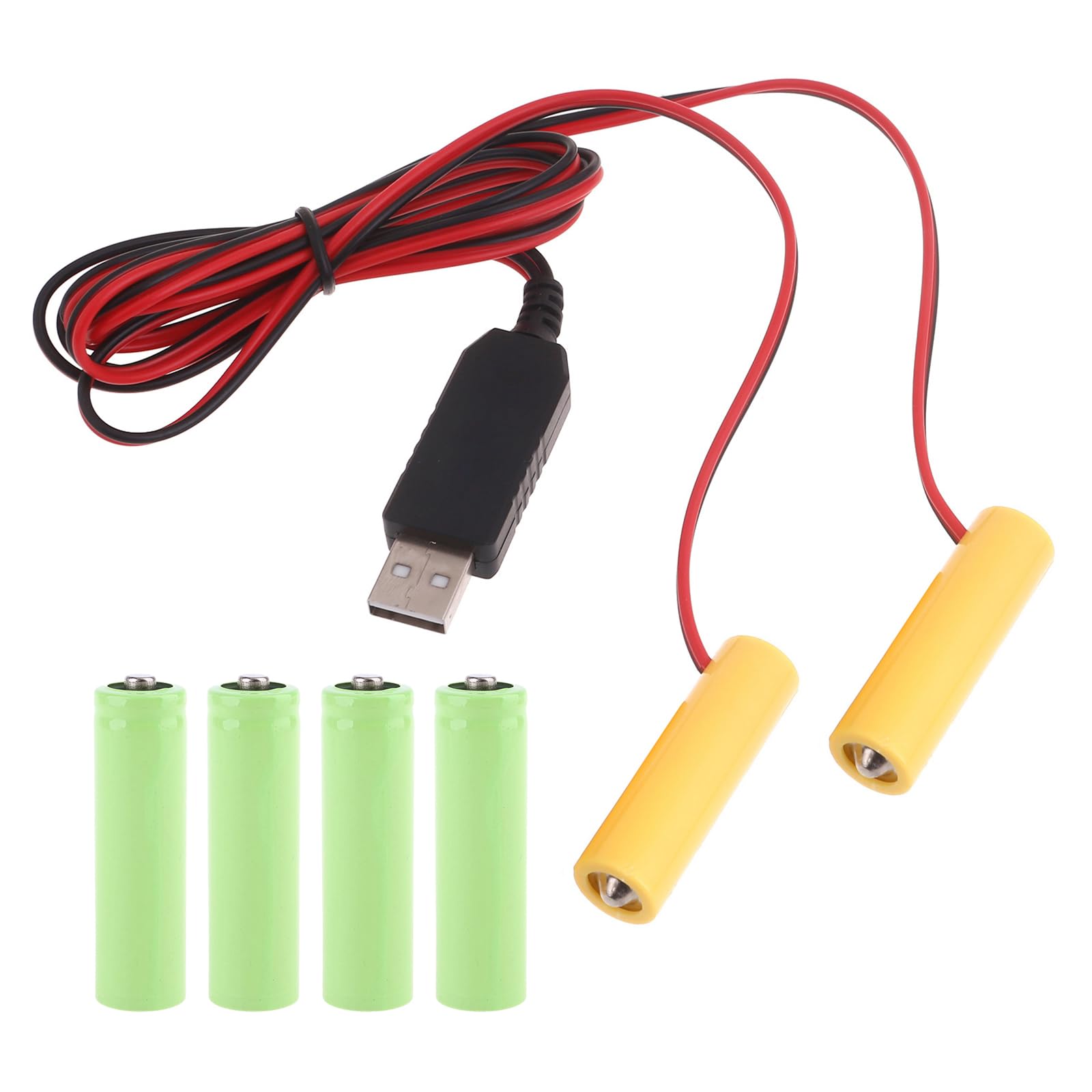 1 Set USB to 2 AA Battery Power Adapter - Replace 3x 1.5V AA LR6 Batteries with Mains Power Supply - Perfect for Wireless Keyboards, Toys & Electronic Devices