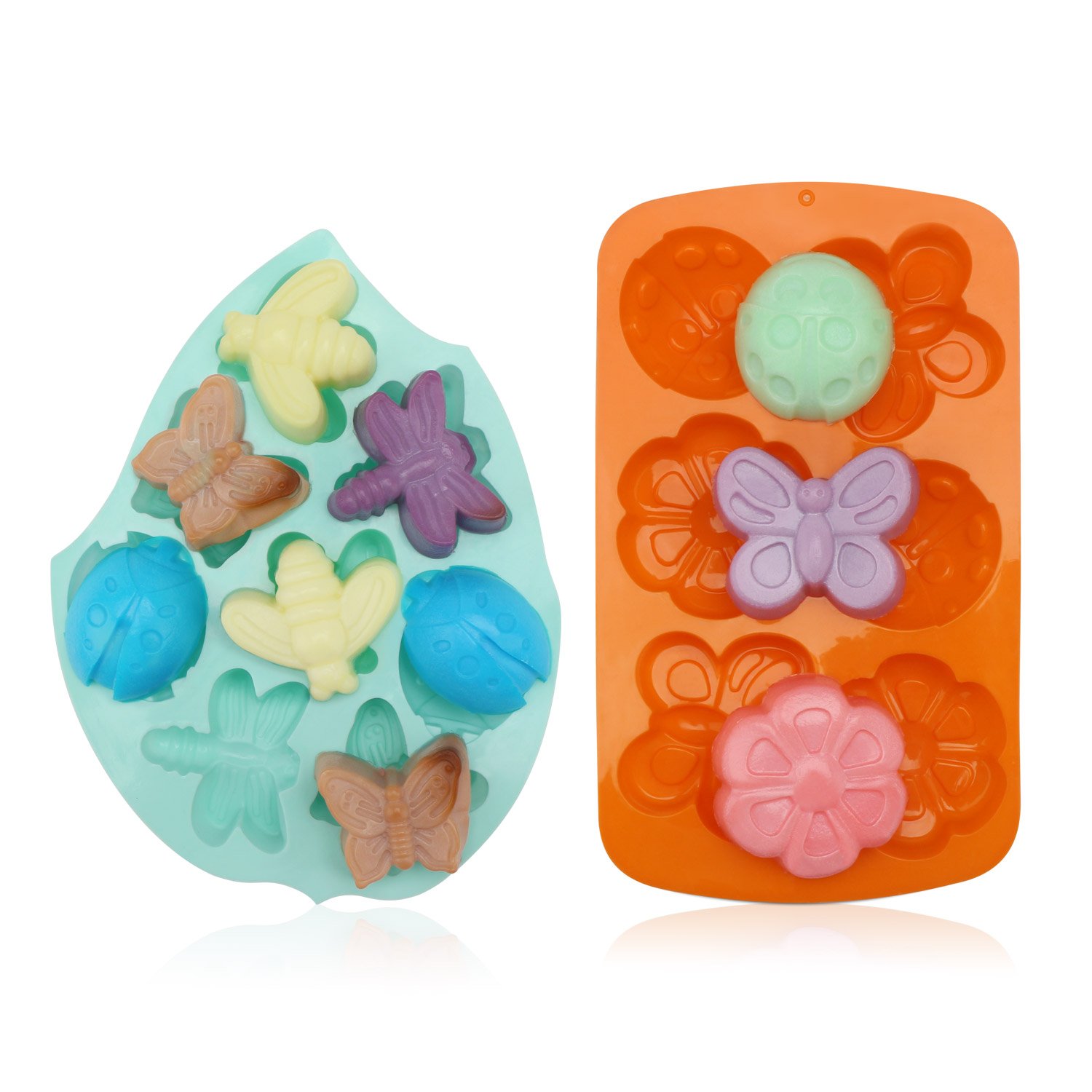 Beasea 2-Piece Silicone Butterfly Soap Molds for DIY Soap, Chocolate, Candy & Cupcakes - Reusable Cake Pop & Ice Cube Molds for Baking, Party Favors & Home Decor