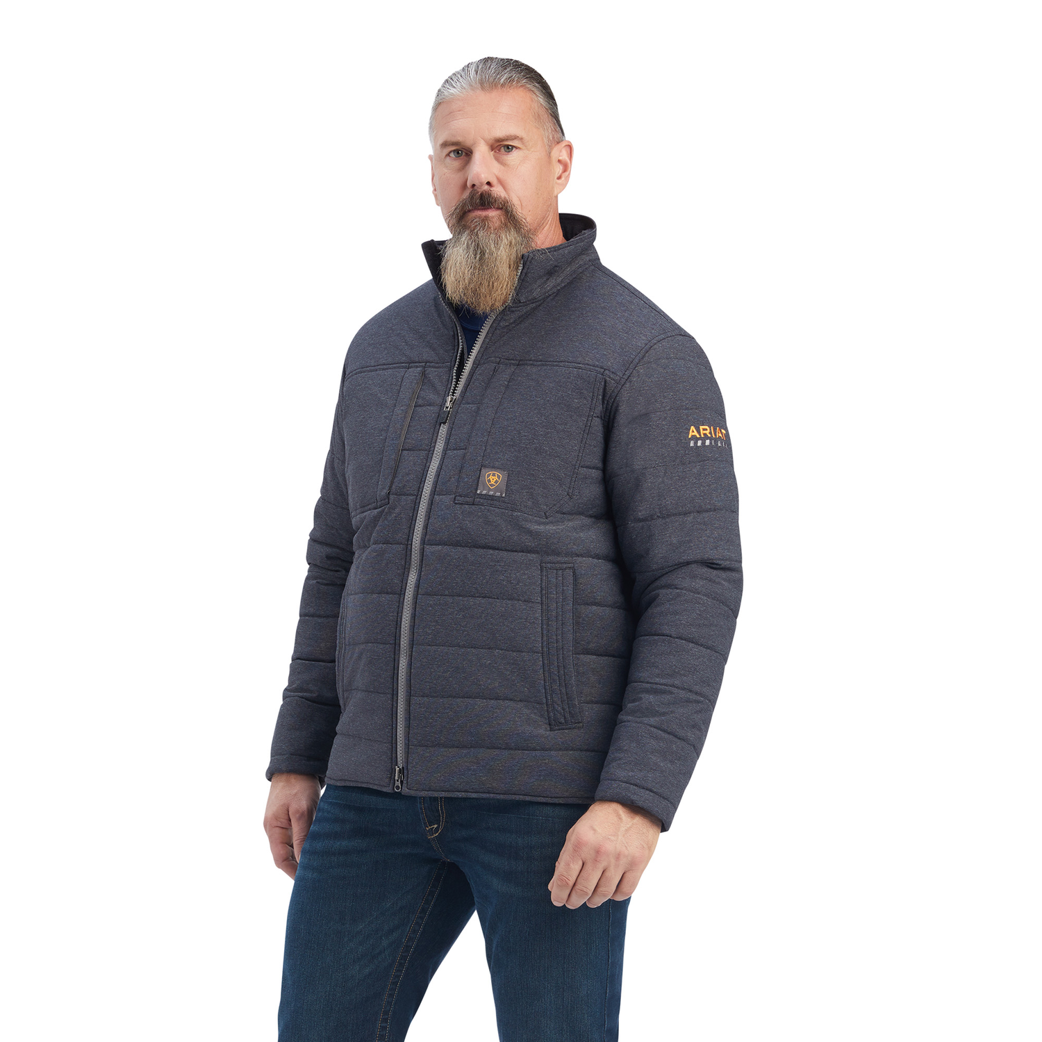 Ariat Men's Rebar Valiant Stretch Canvas Insulated Jacket - Charcoal Heather | Water-Resistant Work Coat for Outdoor Jobs, Hunting & Cold Weather Activities