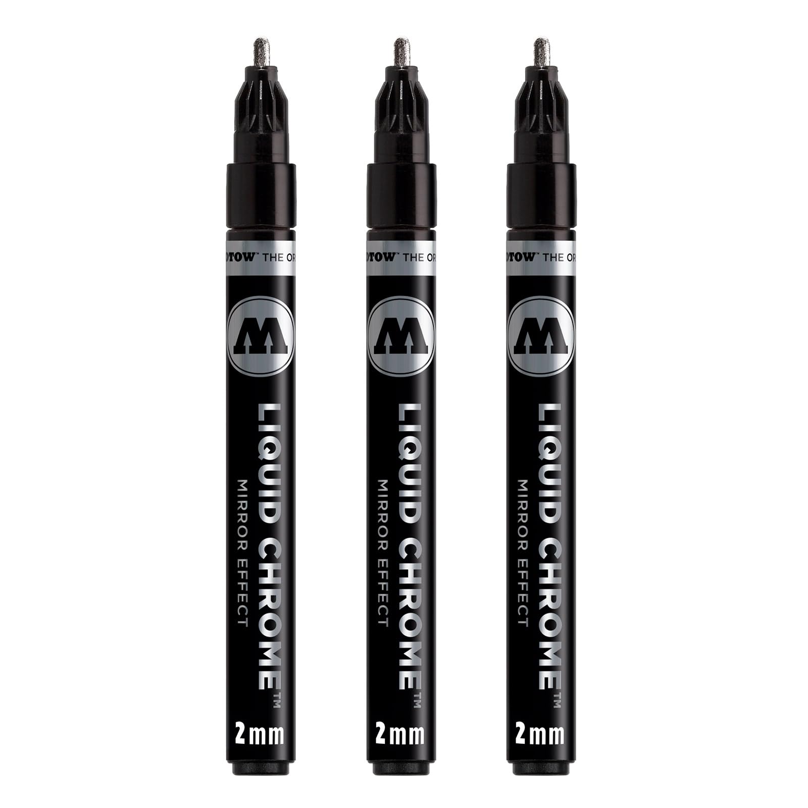 Molotow Liquid Chrome Marker Set - 3 Pack with 2mm Tip & Special Mirror Effect Ink for Metallic Shine | Ideal for DIY Crafts, Automotive Detailing, and Art Projects