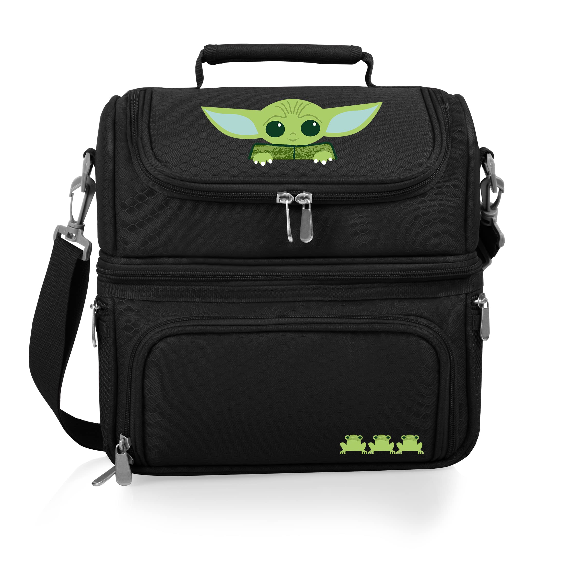 Star Wars Mandalorian Grogu Insulated Lunch Bag with Utensil Set - Leakproof Cooler Lunch Box for Work, School & Picnics (Black)