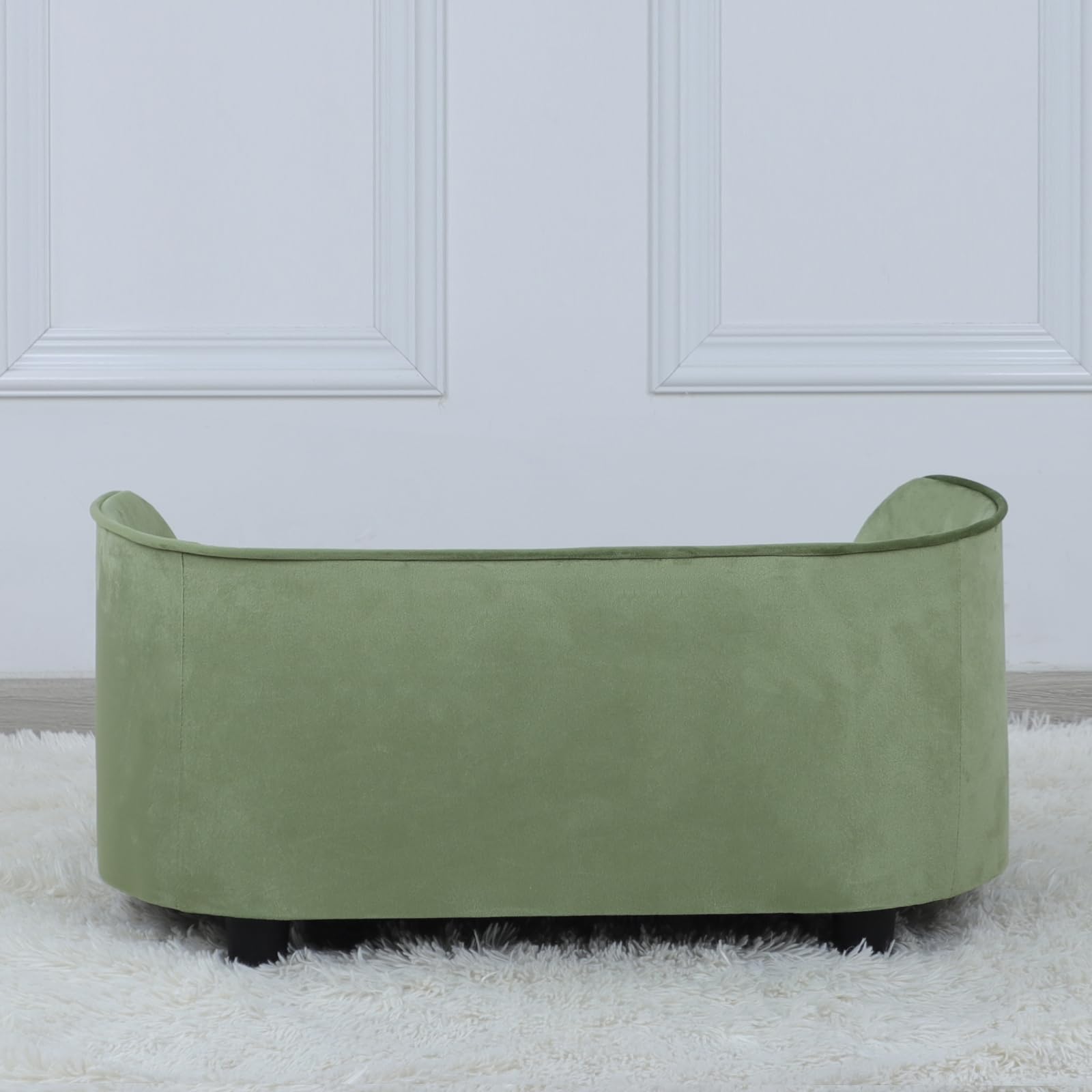Premium Pet Sofa Bed for Small Dogs & Cats - Wooden Frame Velvet Washable Cushion - Cozy Dog Couch & Cat Bed for Living Room, Bedroom & Office (Green)