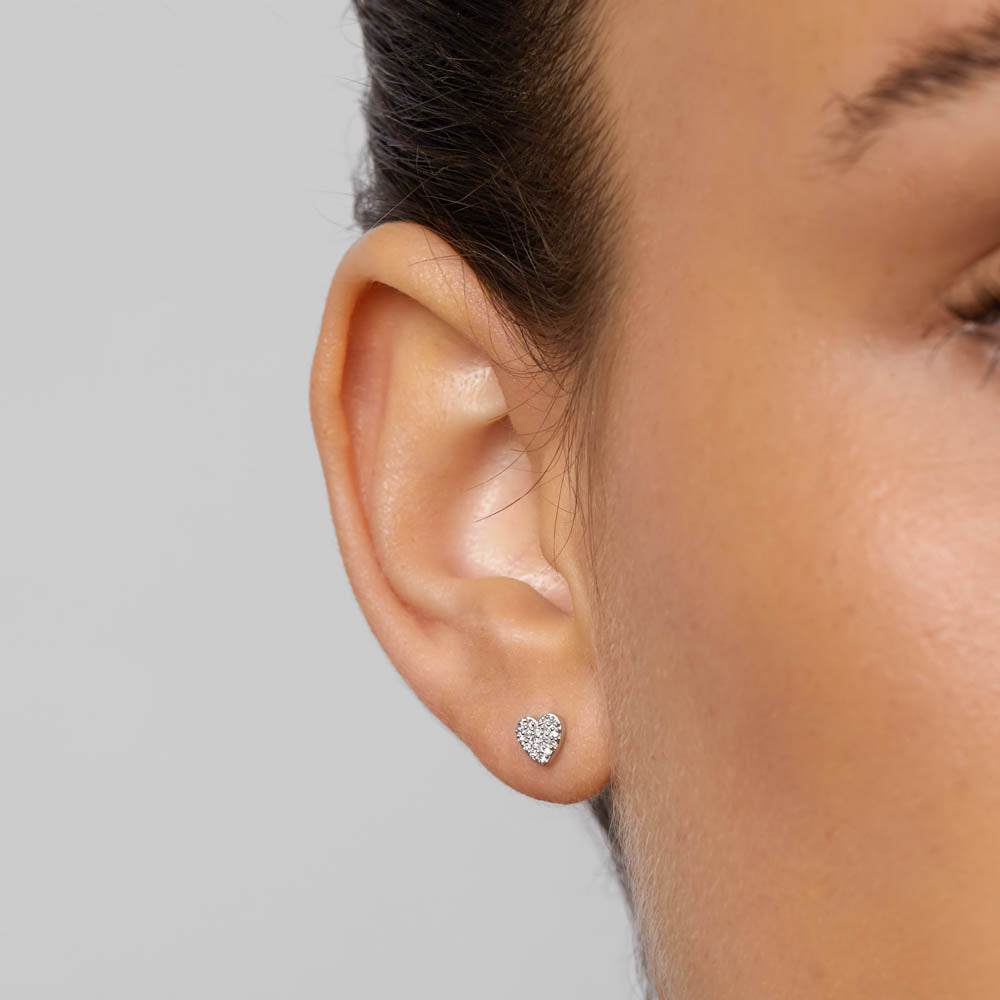 10k Gold Diamond Micro Pave Heart Stud Earrings - Perfect for Valentine's Day Gifts, Anniversary Presents & Romantic Occasions