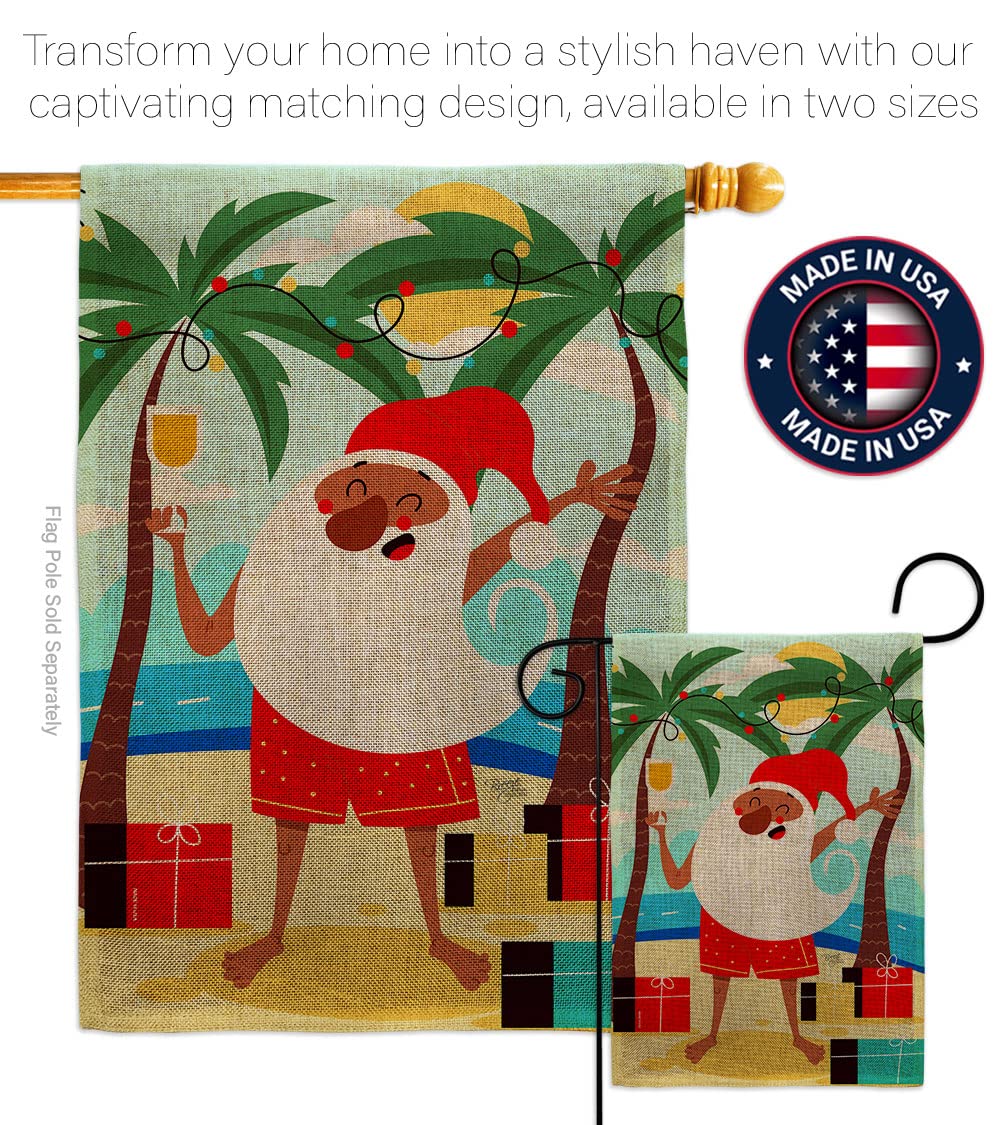 Santa Burlap Garden Flag - Double-Sided USA Made for Christmas & Summer Decor