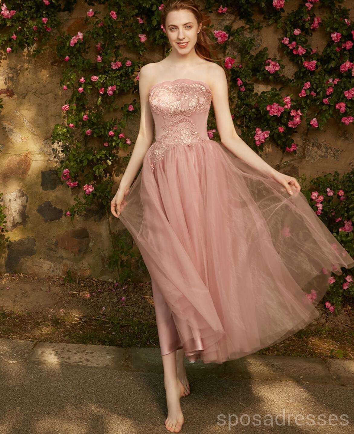Elegant Blush Pink Lace Tulle Mismatched Bridesmaid Dresses - WG535 | Perfect for Weddings, Parties & Special Occasions