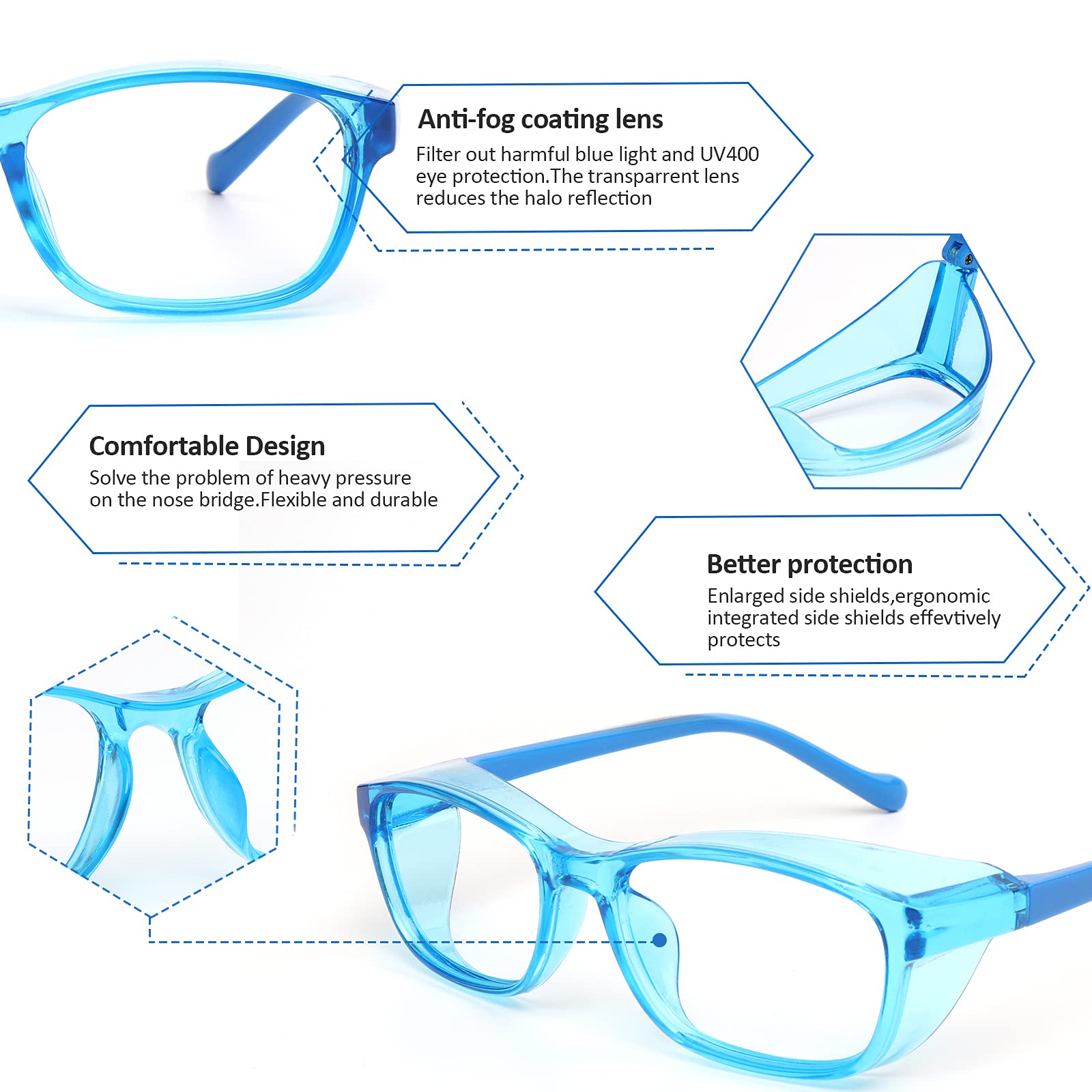 Outray Kids Safety Glasses - Anti Fog, Blue Light Blocking Protective Eyewear with Side Shields for Ages 5-12 - Perfect for School, Sports, and Screen Time Protection